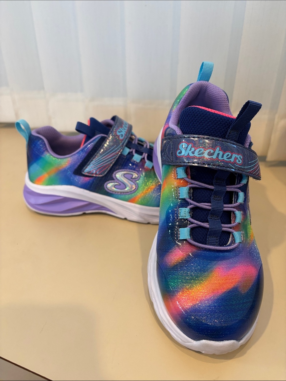 Skechers Kids Glitter Rainbow Lace-Trim Sneakers - Purple/Multicolor